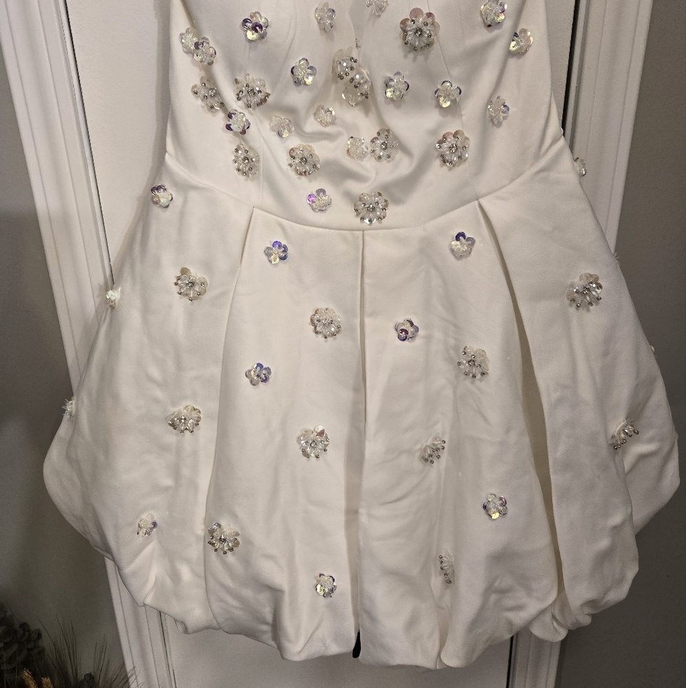 Fashion Nova Luxe Hollie Embellished Mini Dress Size Med White - Picture 6 of 14